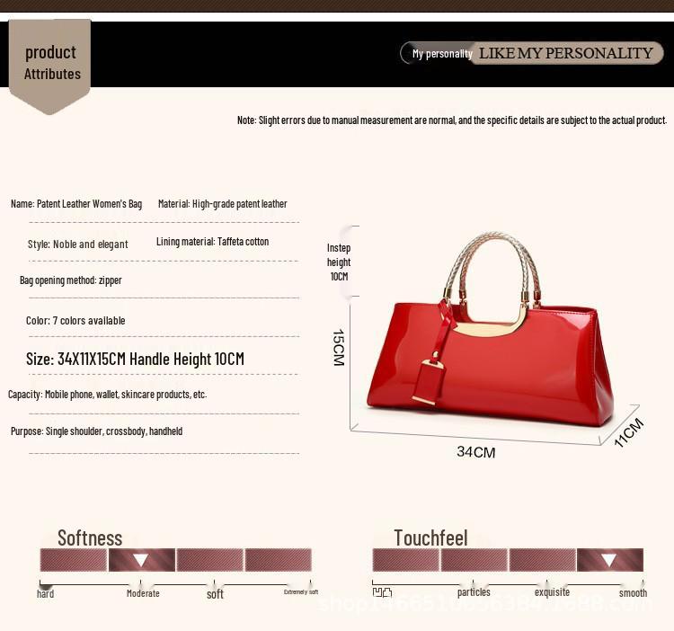 Kabelka z lakované kůže v korejském stylu - Módní letní všestranná crossbody taška přes rameno