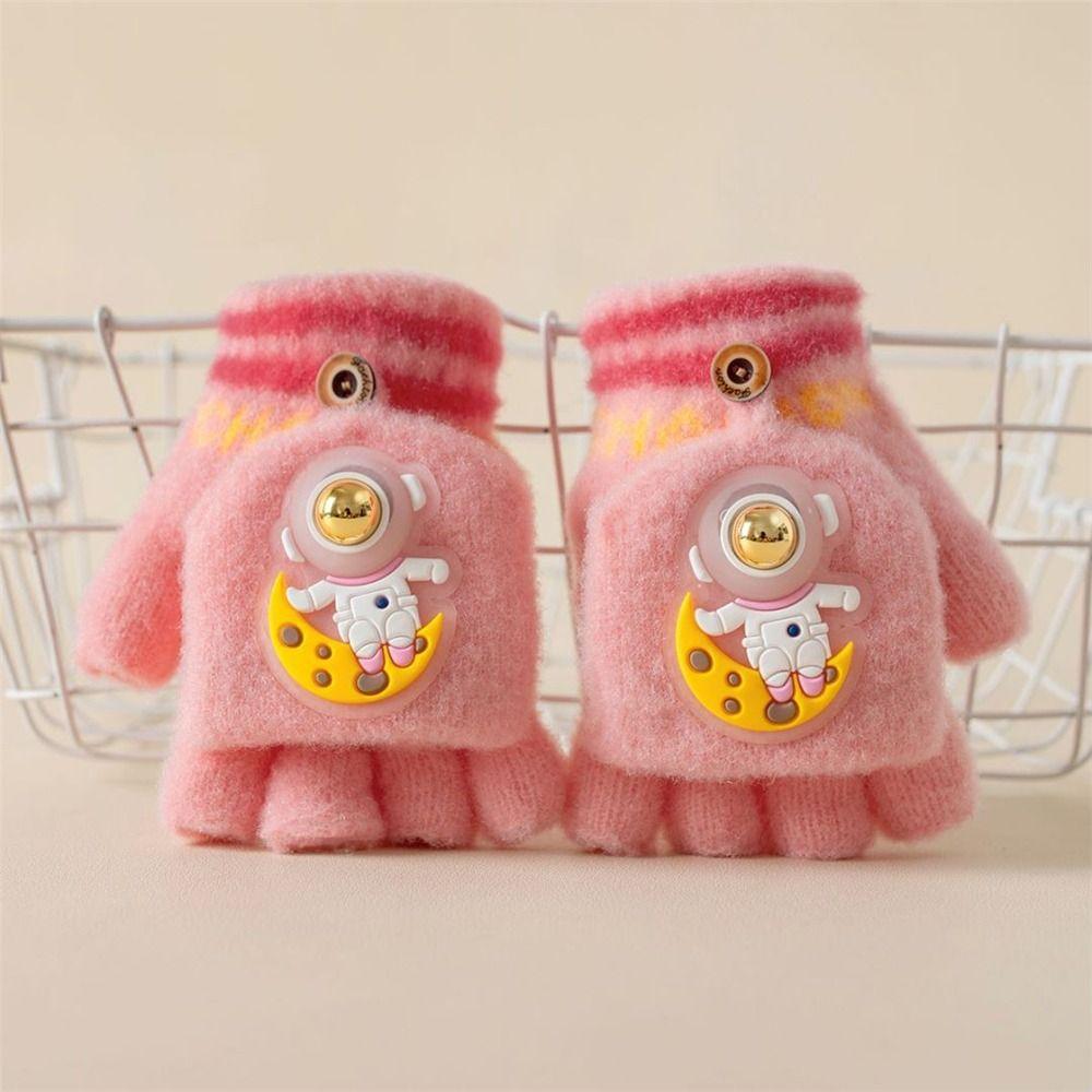 Cycling Winter Kids Gloves Half Finger Flap Gloves for 3-12 Years Boys Girls