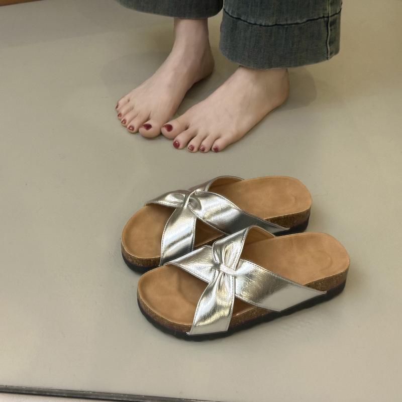 Beautiful thick-bottomed cool slippers for women's summer wear, new high-end Boken one-word slippers