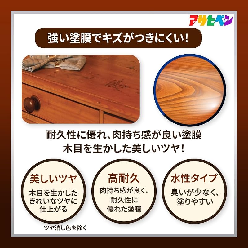 Asahi Paint Water-Based Urethane Varnish 100ml Matte Clear Paint for Wood, Indoor Use, High Gloss, Colored, Hard Coating, Antibacterial, Made In Japan