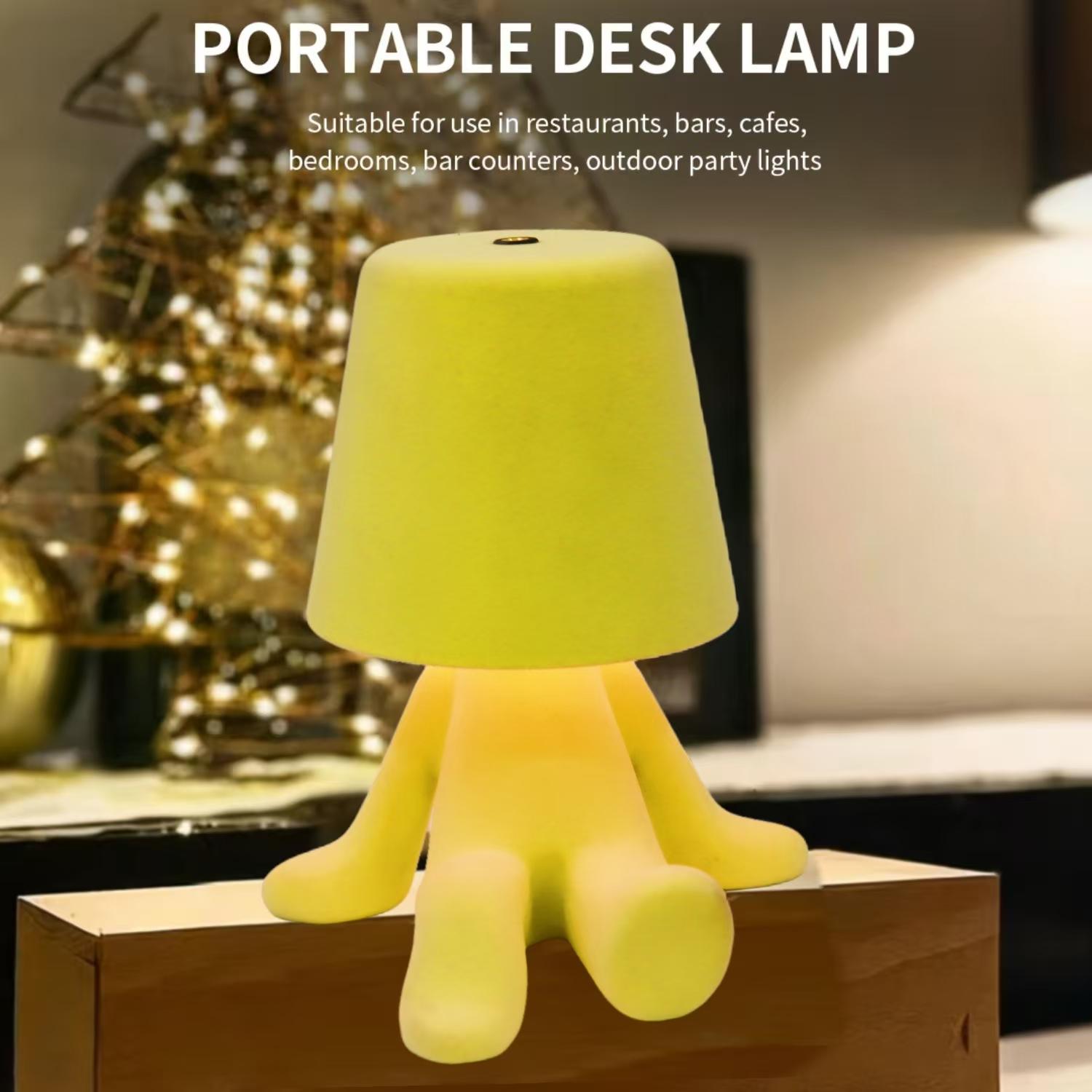 

Modern Touch LED Table Lamp with USB - 3 Level Dimmable, Silver Thinker Statue Design for Restaurant, Bar, Bedroom, Living Room, синий