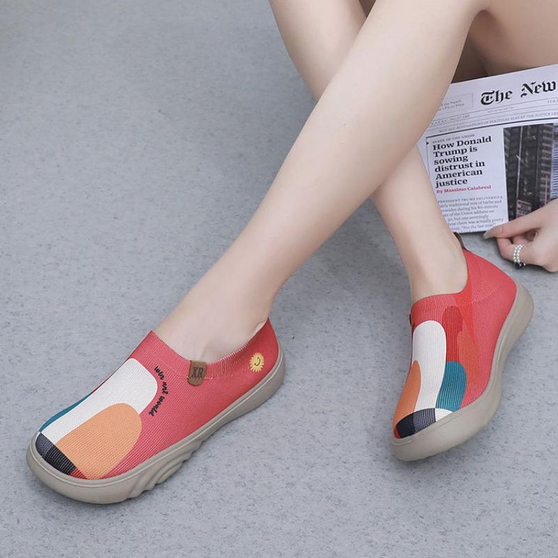 Trendy Casual Shoes 2024 New Painted Soft Surface Thick Sole Anti Slip Casual One Foot Shoes for Women Zapatillas De Deporte