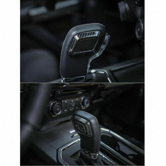 Carbon Fiber Gear Shift Knob Trim Cover Decoration Bezel for Ford F150 2015-
