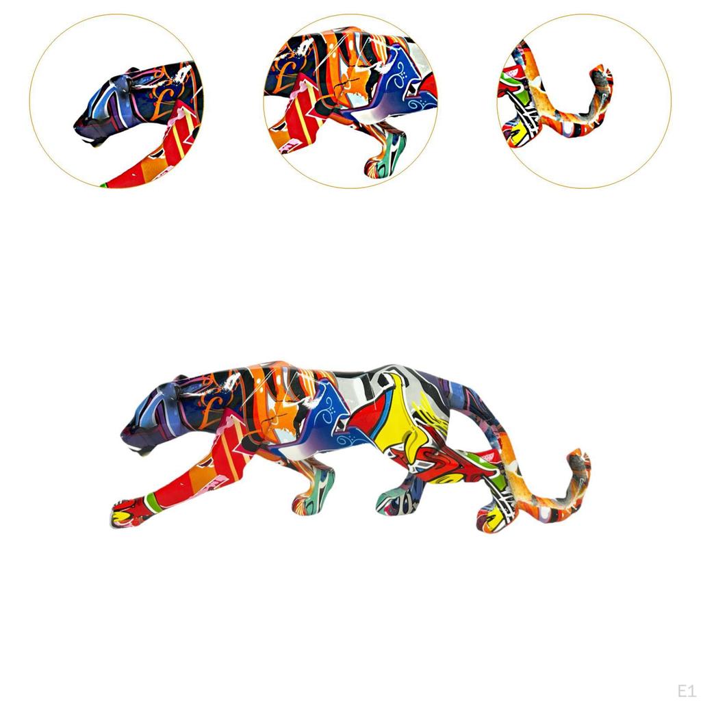 Leopard Figurine for Home Shelf, Animal Craft Walking Sculpture