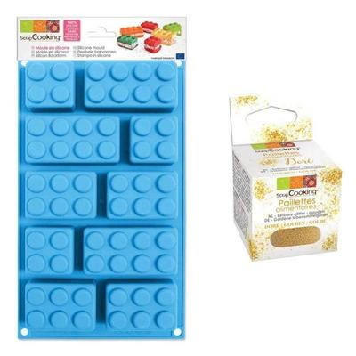 Silicone Mold Bricks + Gold Glitter