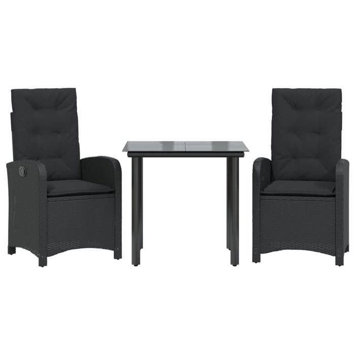 VidaXL Ensemble à Manger de Jardin avec Coussins 3 pcs, Table et Chaises avec Dossier Réglable, Meubles d'Extérieur Patio 3212320