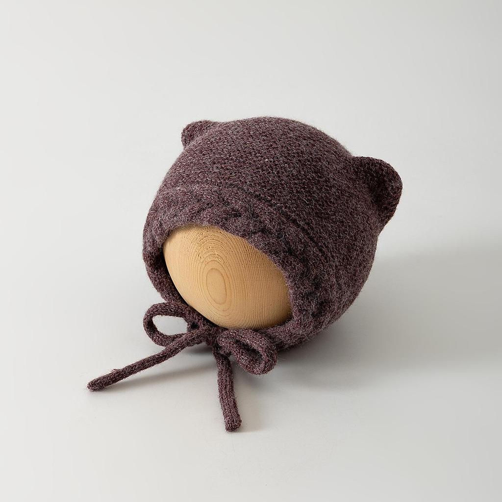 Bonnet Tricoté en Laine avec Protection des Oreilles pour Nouveau-nés - Pull Chaud d'Hiver pour Garçons et Filles