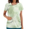 Women's Printed Work Clothes, Sloping Collar And Double Layer Pockets, Basic Top Pullover