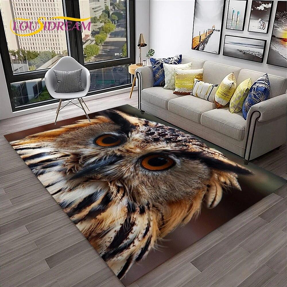 3D Cartoon Cute Owl Series Carpet Rug for Home Living Room Bedroom Sofa Kitchen Doormat Decor,Child Area Rug Non-slip Floor Mat
