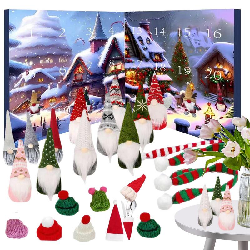 2025 Advent Calendar Countdown to Christmas Gnome Christmas Stuffed Rudolph Plush for Gift Holiday Tabletop Christmas Decoration