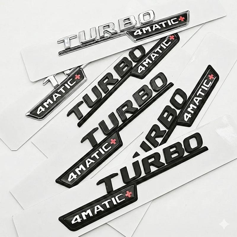 2Pcs TURBO 4MATIC+ Emblem for Mercedes Benz AMG W213 W205 W177 W167 A45S E63S GLE53 Fender Badge Logo Sticker Car Accessories
