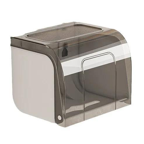 Transparent tissue holder roll paper box toilet wall mounted non perforated waterproof storage rack toilet paper holder