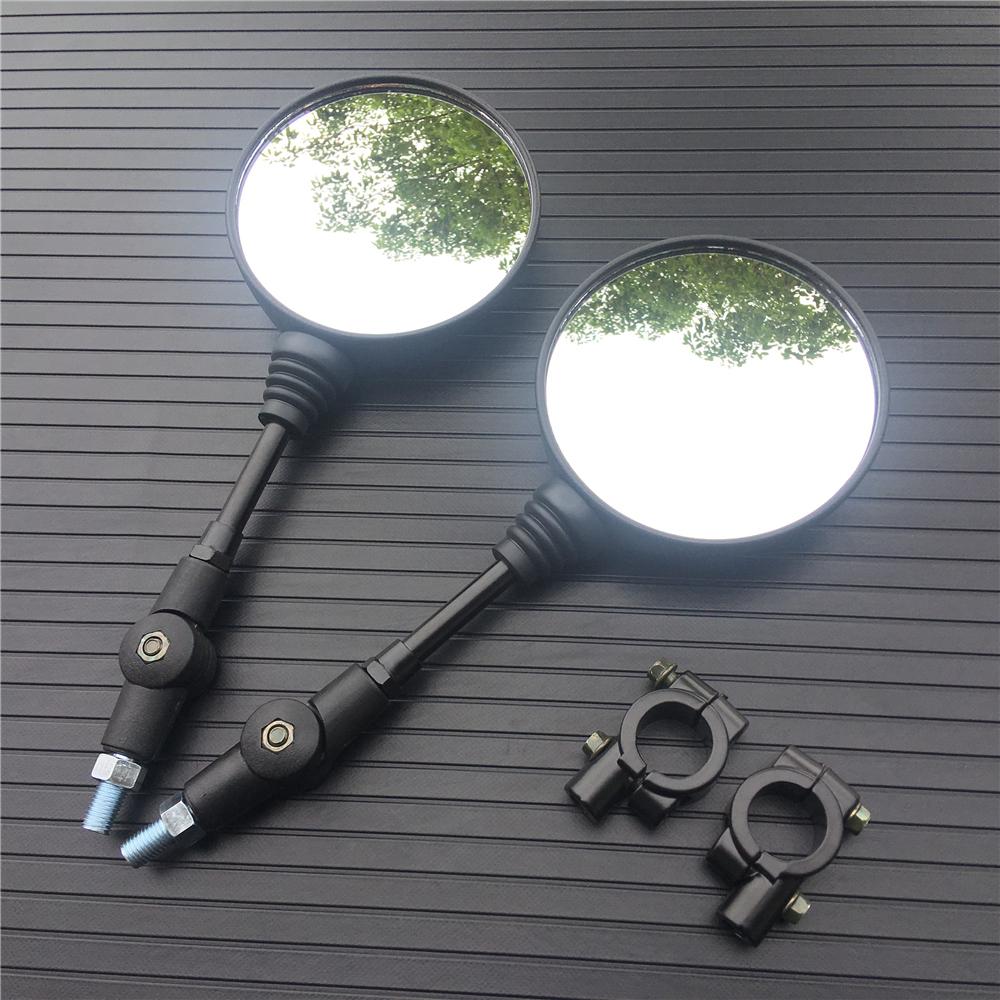 Motorcycle Black Universal 10mm Side Mirror Rearview Mirror Anti-fall Folding Round