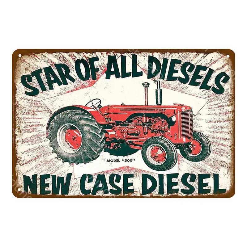 Vintage Farm Tractor Metal Signage Tin Signage Metal Vintage Farmhouse Courtyard Wall Art Decoration Mural Aesthetics Gift