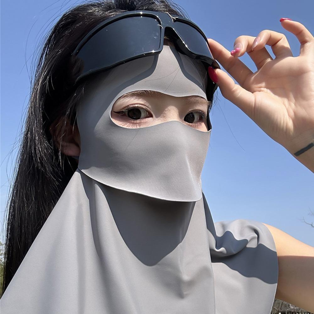 UPF 50+ Ice Silk Face Cover Summer Neck Wrap Cover Sunshade Full-Face Sunscreen Veil  Cycling