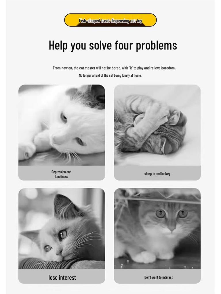 Silicone Fish Kitten Teaser & Slow Feeder Toy for Cats