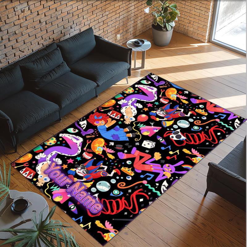 Personalized Crystal Velvet Carpet Custom Name Text,The Amazing Digital Circus Anti Slip Area Rug For Home Decoration
