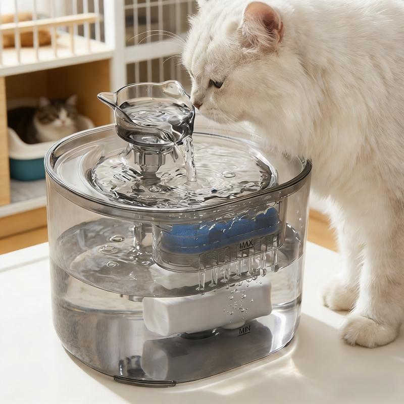 Pet Water Fountain for Cats Dogs-Foldable Portable Waterproof Smart Fountain Automatic Circulation Filtered Running Water Love
