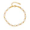 Fashion Stainless Steel Chain Bead Bracelet 18K Gold Ladies 2563