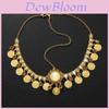 Fashion Simulation Gemstone Decoration Circular Tassel Design Gold Headwear For Womens Travel Gift