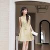 Summer Gentle Sleeveless Crew Neck Waist Dress Women's Small Skirt