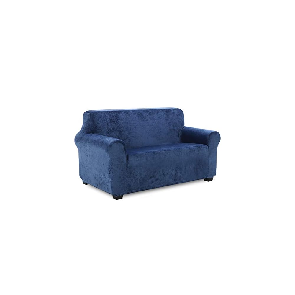 TIANSHU Flannel Sofa Cover, 2-Seater, with Armrests, Solid Color, Stretchable, Fitted, Non-Slip,