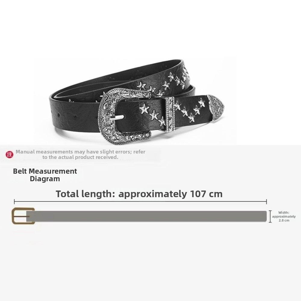 Trendy Versatile Y2k Punk Belt PU Leather Star Gothic Belt Hip-Hop Pin Buckle Belts Gifts