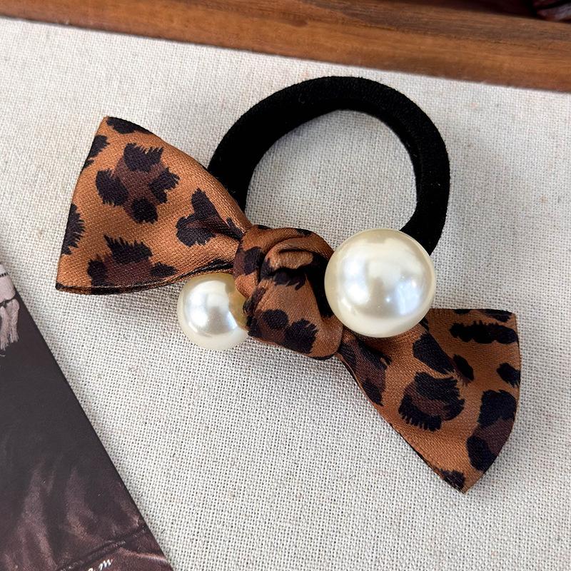 

Винтажные резинки для волос с леопардовым принтом и бантом, повязка на голову, модная жемчужная резинка для волос для женщин, темпераментная резинка для волос, женские аксессуары для волос, новые