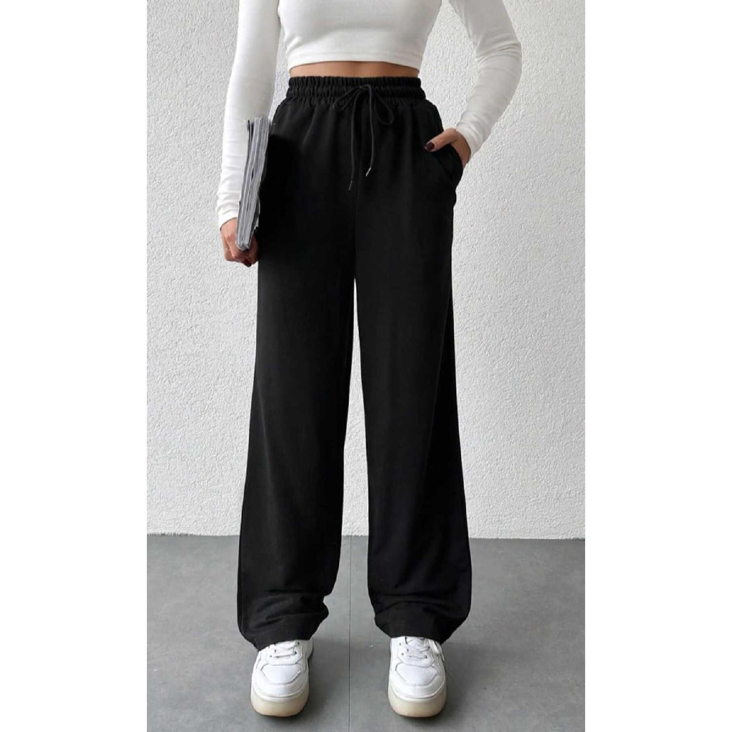 

Унисекс, широкие спортивные штаны большого размера с двумя нитками и эластичной резинкой на талии S чёрный