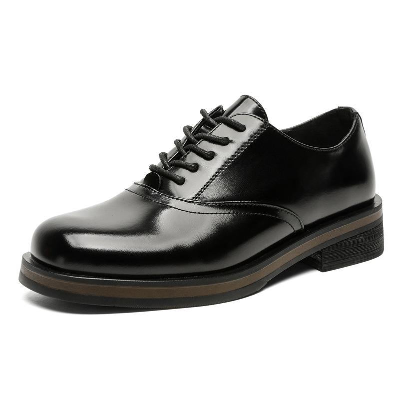 Casual Leather Shoes Men s Wedding Groom Shoes Men s Shoe Round Head Business Dress Derby Shoes Man Brown 38
