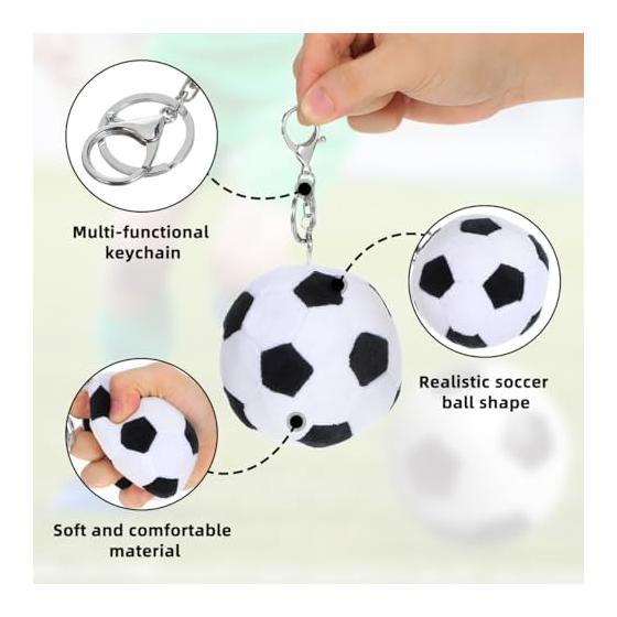 PACKOVE Soccer Ball Key Chain Plush Toy Sports Keychain Bag Charm for Women Boys Gift 3.5 Inch Lightweight 50G