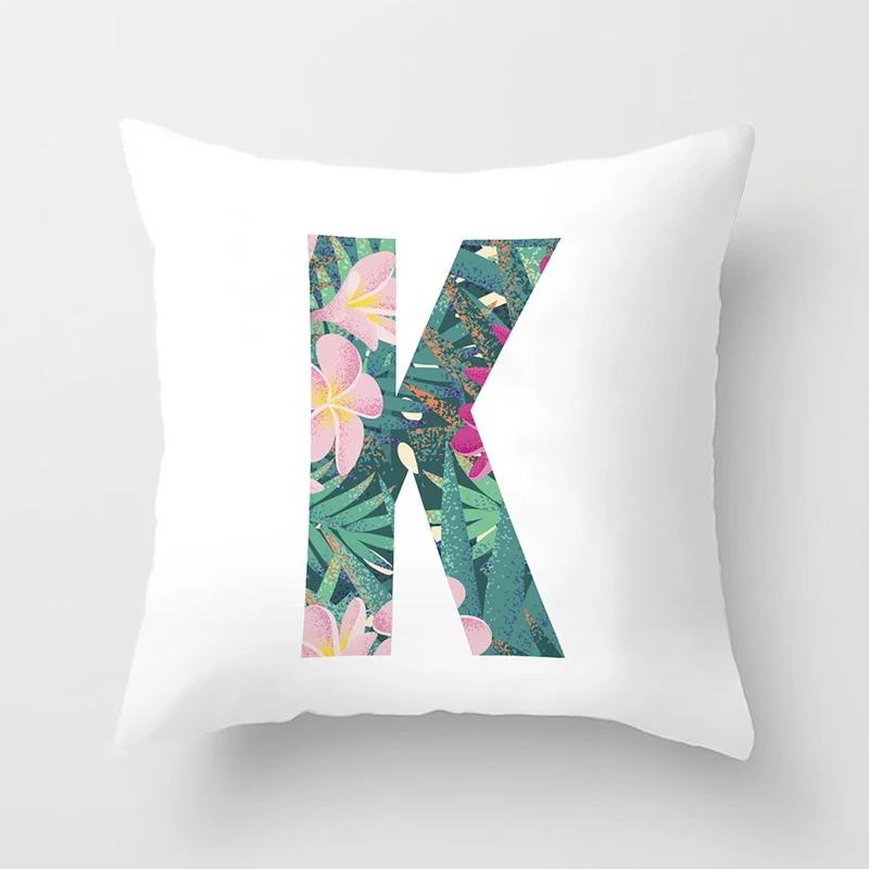 Luxury Home Pillowcase Square Office Decoration Cushion Cover Simple Floral English Letter Pattern Decoration