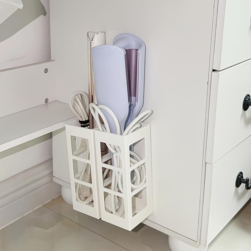 Wall Mounted Curling Iron Holder No Drill Hair Straightener Stand Bathroom Countertop Hair Styling Tool Organizer