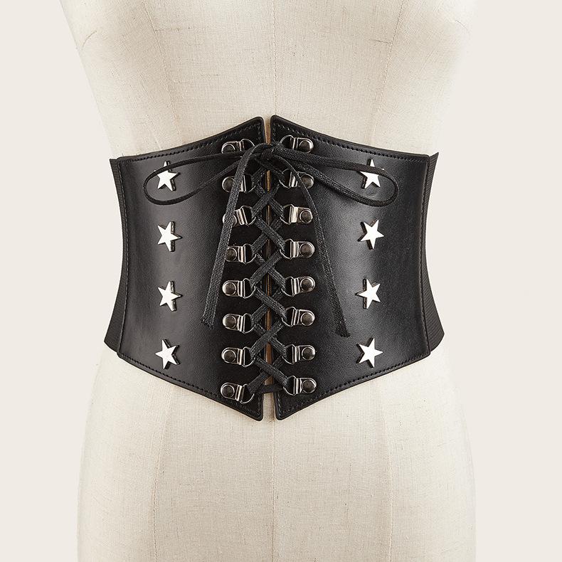 Wind Ladies Wide Belt Retro Elastic Elastic Waist Seal Dress Waist Decoration