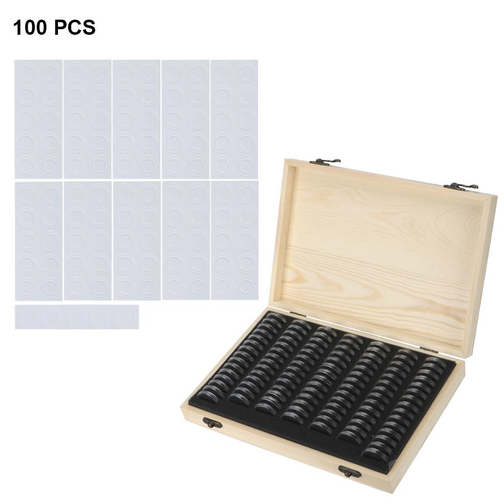 HILIFE Coin Storage Box With Adjustment Pad 20/30/50/100PCS Adjustable Wooden Commemorative Coin Collection Case Holder CapsulesGood product