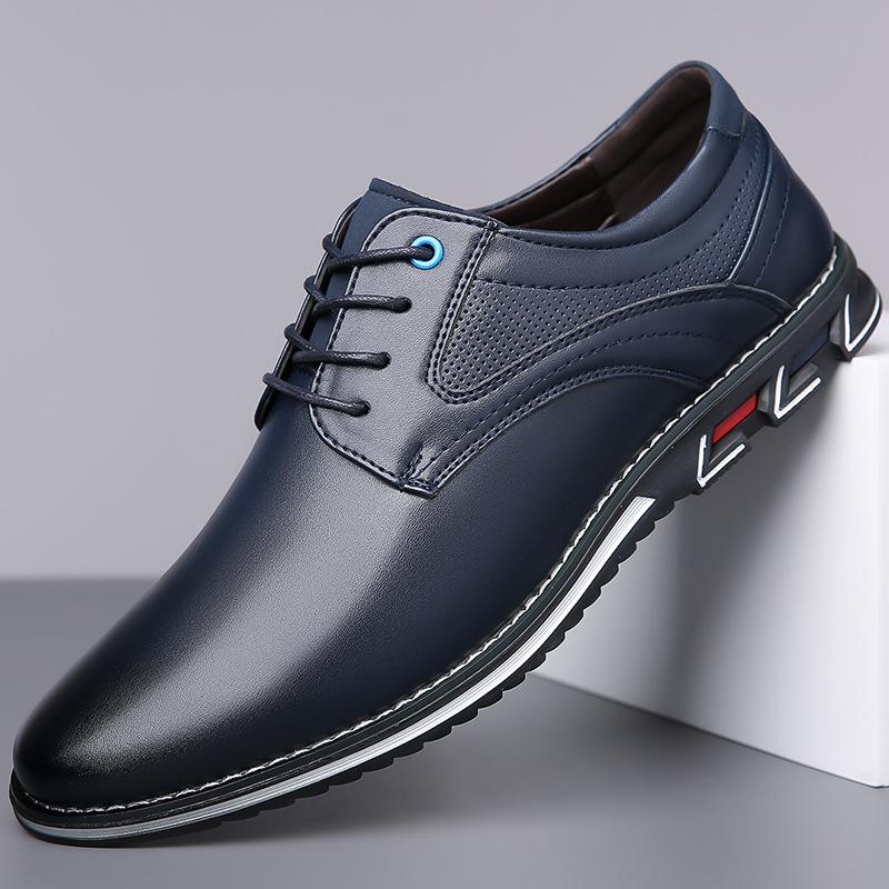 New Men'S Pu Leather Derby Shoes Big Size 38-53 Comfortable Breathable Lace Up Formal Casual Business Shoes Non-Slip Sneakers