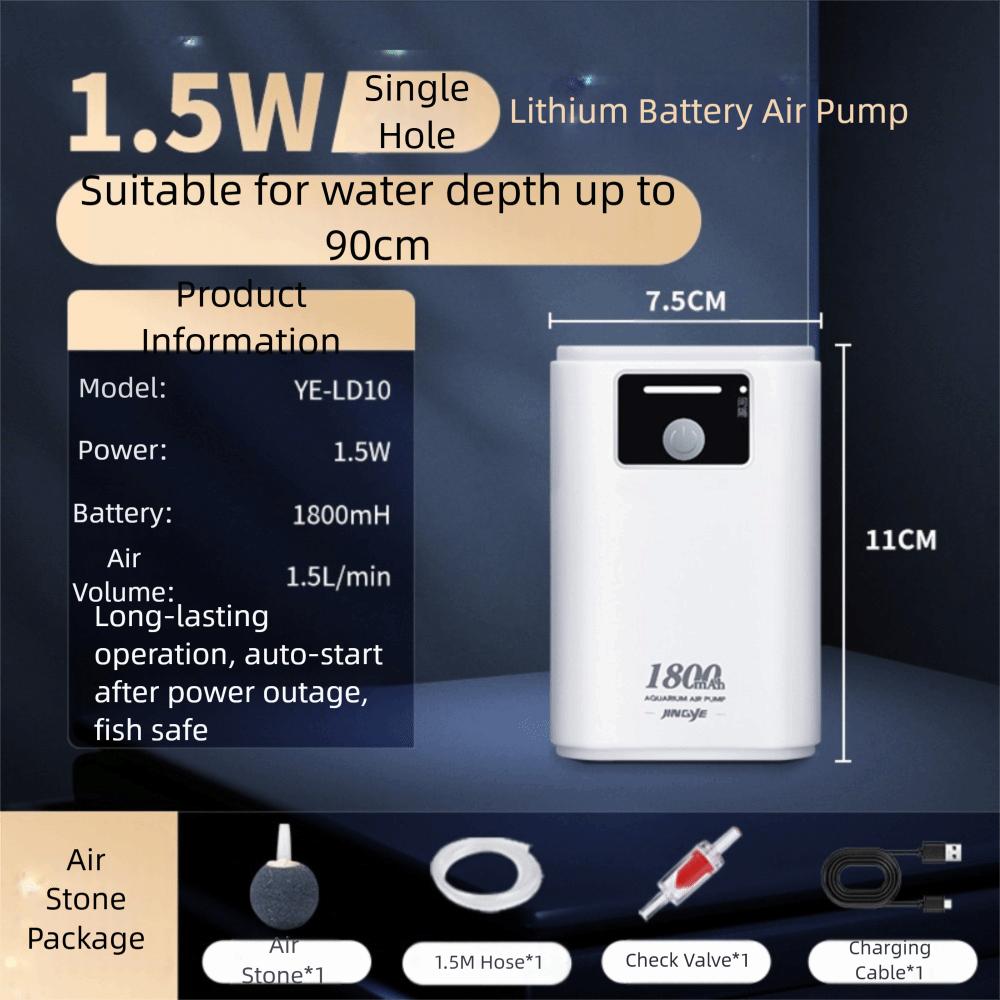 

USB Rechargeable Fish Tank Air Pump Low Noise Dual-Purpose Air Pump For Outdoor Fishing/Aquarium YE-LD10(Upgraded)