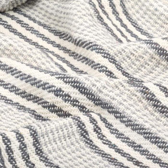 Blanket - vidaXL - 220x250 Cm - Recycled Cotton - Grey and White - Machine Washable Up To 40 °C