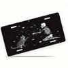 2D Flat Skull Cat License Plate Frame, Waterproof Aluminum Front Car Tag Cover, Universal 5.9x11.8in Novelty Decorative Exterior