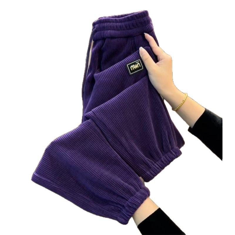 Pantalones Harem de Pana de Cintura Alta para Mujer - Corte Entallado Adelgazante para Primavera y Otoño