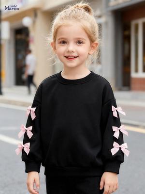 Little Maven Girls' Fleece-Lined Autumn Sweatshirt - Cute European & American Style