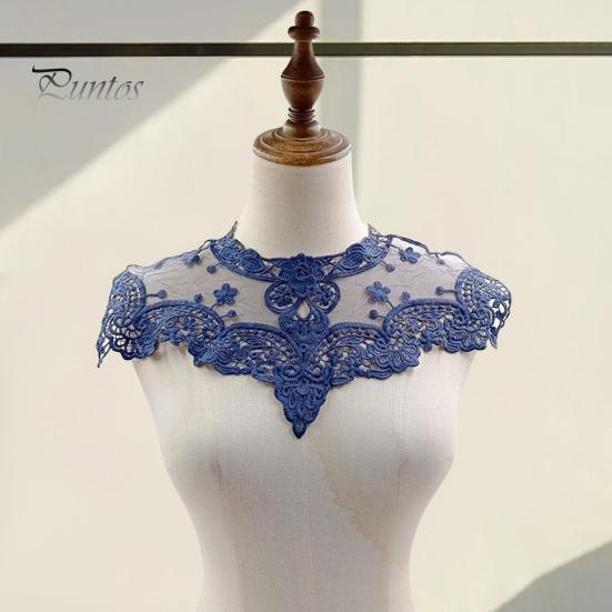 Lace Embroidered Fake Collar Hollow See-through Lace Flower Pattern False Collar Lace Embellished Clothing Accessory