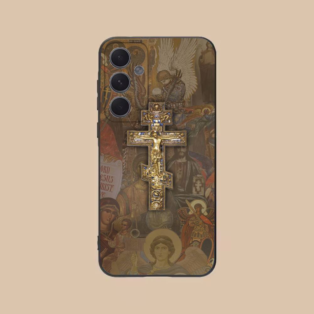 

Orthodox Cross Phone Case For Samsung S25,24,21,22,23,20,S30,Ultra,Plus, Fe,5G Silicone Cover SamsungS22ULTRA5G