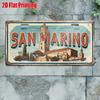 2D Flat, 1 Piece of Retro Metal License Plate, San Marino Cityscape Aluminum Sign, Suitable for Home, Bar, Cafe, Garage Wall Art
