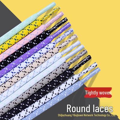Black & White Diagonal Dot Thick Round Shoe Laces for Hiking/Running