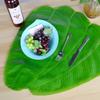 Green Faux Banana Leaf Tropical Drink Cup Coasters Dining Table Mats Green Plants  Table Decoration