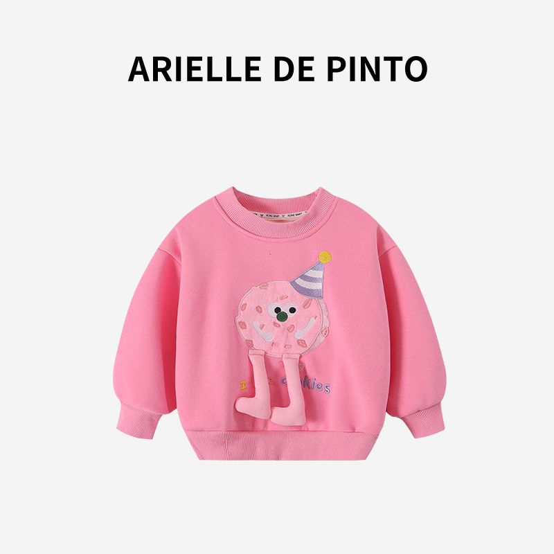 French Arielle De Pinto Sweatshirt for Girls, Autumn and Winter Style, Stylish Girl's Fleece-Lined Thick Cookie Sweatshirt, Trendy