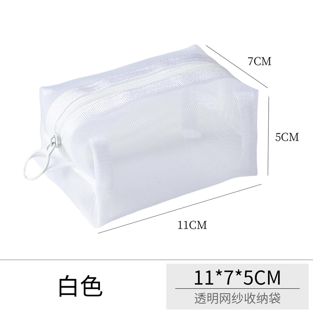 Large Capacity Key Bags Transparent Cosmetic Bag Square Mesh Storage Pouch Mini Zipper Coin Purse Small Wash Bag Stationery Case