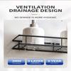 6 Pack Large Capacity Shower Storage Racks Self Adhesive Black Bath Organizer No Drilling Bathroom Shelves Wall Storage