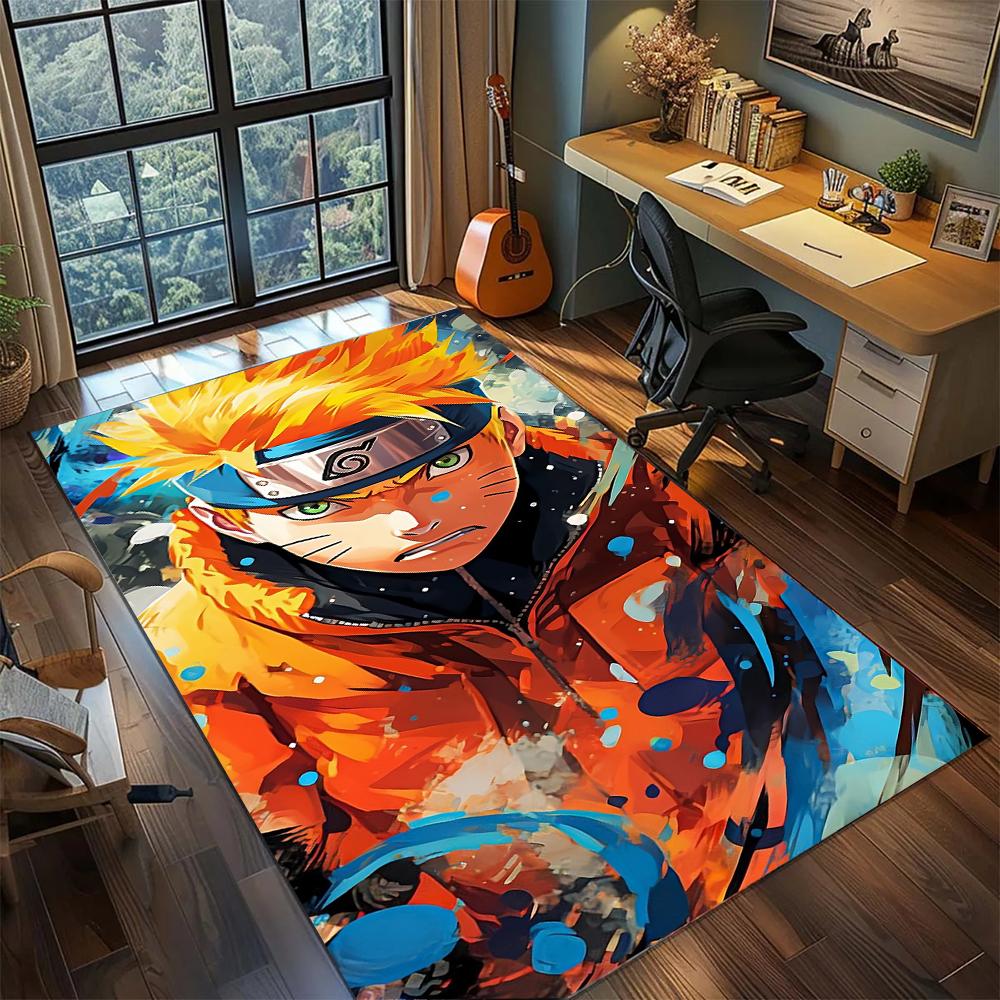 Uzumaki Naruto Nine-Tails Kurama Power Rug Carpet Large Area Rug Non Slip Washable Floor Mat Gamer Room Bedroom Home Decor